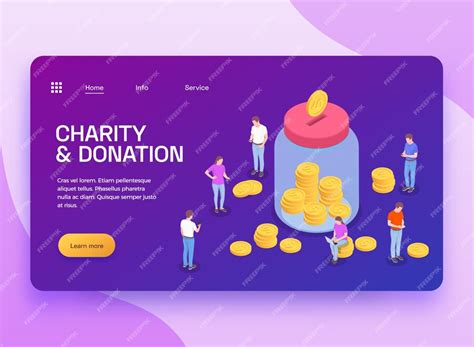 Premium Vector | Charity donation volunteering isometric landing page ...