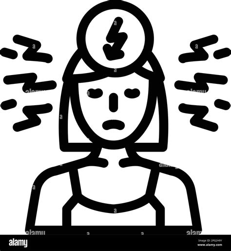 Woman Stress Headache Line Icon Vector Illustration Stock Vector Image