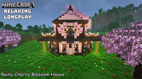 Minecraft Relaxing Longplay Rainy Cherry Blossom Cozy Lake House