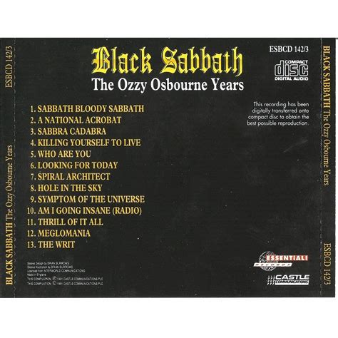 The Ozzy Osbourne Years Disc 3 Black Sabbath Mp3 Buy Full Tracklist