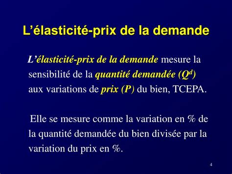 Ppt Les Lasticit S De La Demande Et De Loffre Powerpoint