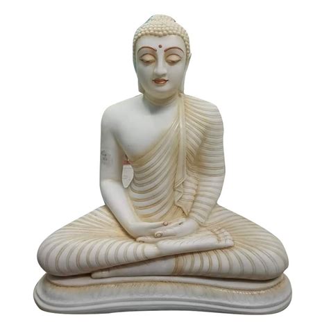 Plain Religious Light Brown Marble Buddha Statue Size Dimension 3feet