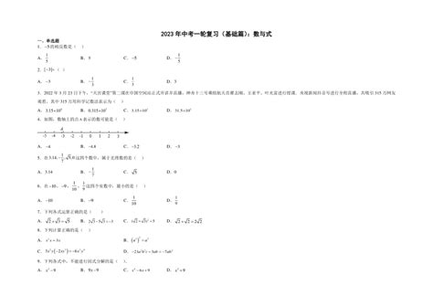 2023年中考数学一轮复习（基础篇）：数与式（无答案） 21世纪教育网