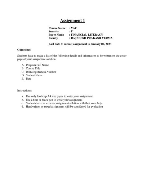 assignment   credit finance money management