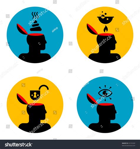 Various Icons Open Human Head Stock Vector Royalty Free 93191839