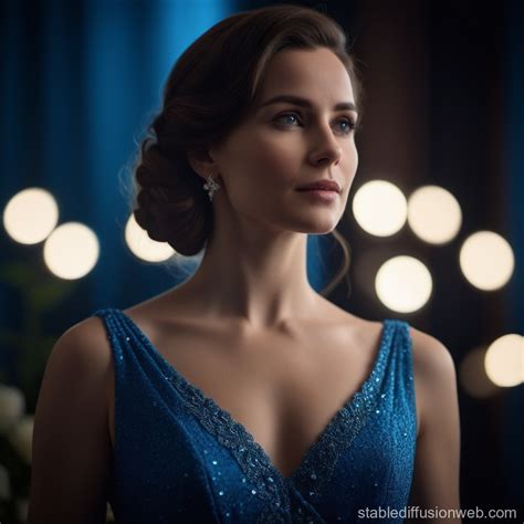 Blue Dress Wearing Woman Stable Diffusion Online