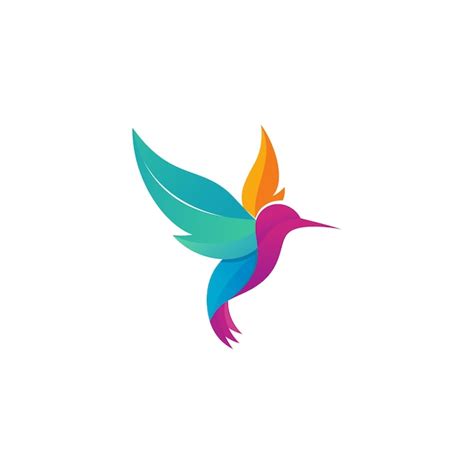 Logotipo de colibrí colorido moderno Vector Premium