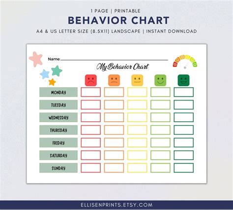 Colourful Chart For Kids Behavioral Chart Potty Training Fun Printable