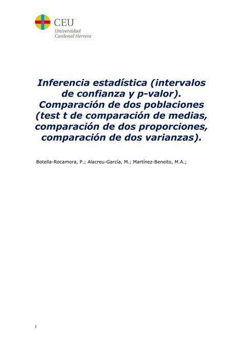 PDF Inferencia estadística intervalos de confianza y p valor