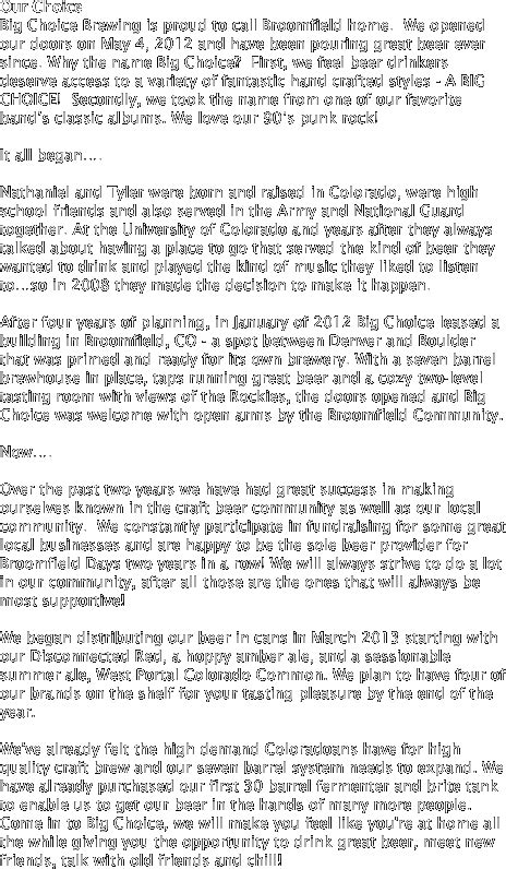 Big Choice Brewing The Mayor Of Old Town