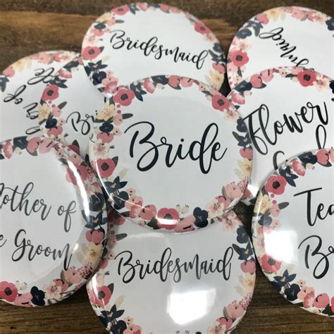 Bridal Party Pins Wedding Party Title Pins Name Tags Bridal Etsy