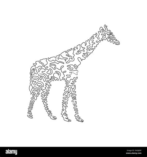 Single Swirl Continuous Line Drawing Giraffes Are The Tallest Land