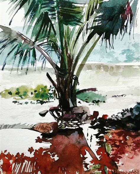 Coconut Tree Painting Tree Forest Watercolor Paintings