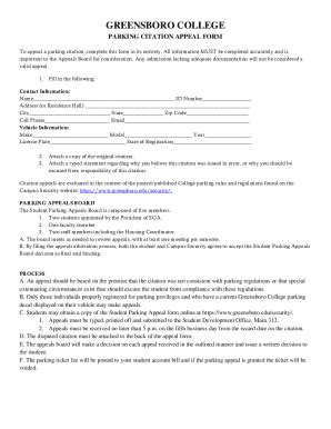 Fillable Online To Appeal A Parking Citation Complete This Form In Its