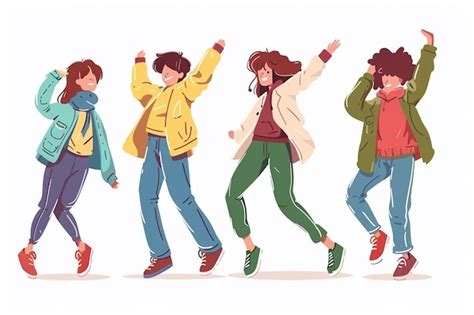 Group Of Teenage Friends Dancing In Fun And Happiness Friends Vector