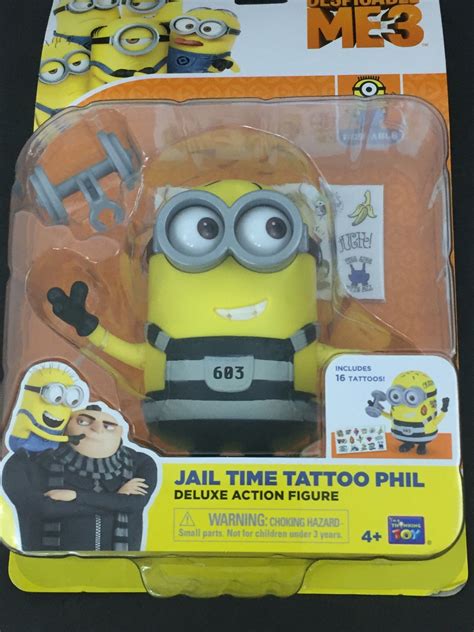 Despicable Me Minions Action Figure Jail Time Tattoo Phil Toy Posable