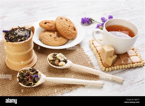 Herbal Tea And Cookies Stock Photo Alamy