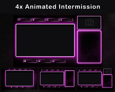 Neon Twitch Overlay Animated Package Purple Stream Overlay Etsy