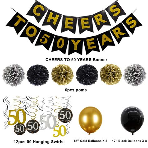 Buy 50th Birthday Decorations For Men Cheers To 50 Years Birthday