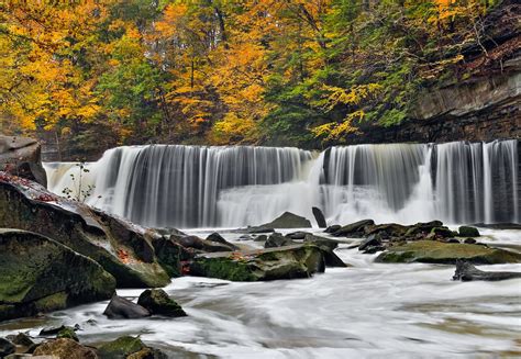 The Great Falls Of Tinkers Creek In Bedford Ohio Is Surrounded By