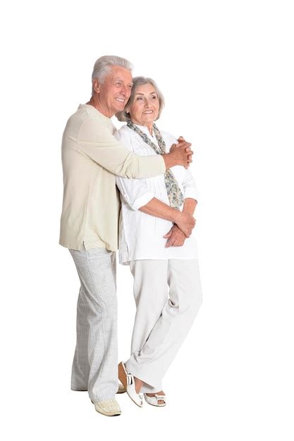 Premium Photo Portrait Of Senior Couple Hugging Isolated On White