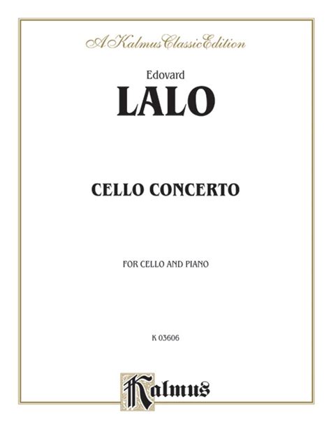 Lalo Concerto in D Minor Cello Book Édouard Lalo Digital Sheet