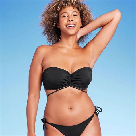 Women S Strappy Bandeau Bikini Top Shade Shore Black 38DD Who