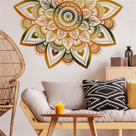 Runtoo Calcomanía de pared con diseño de mandala grande diseño de