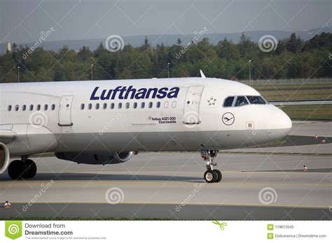 Lufthansa Doing Taxi In Frankfurt Airport Fra Close Up View Of Cabin