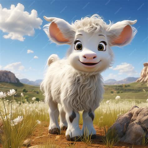 Premium Ai Image White Cow Cartoon Character