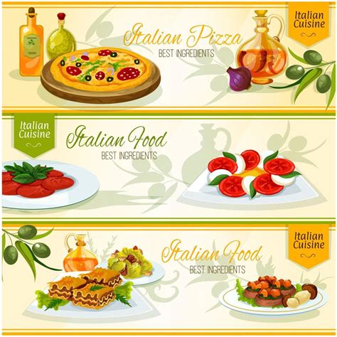 Italian Cuisine Banners For Restaurant Design Vector Art At