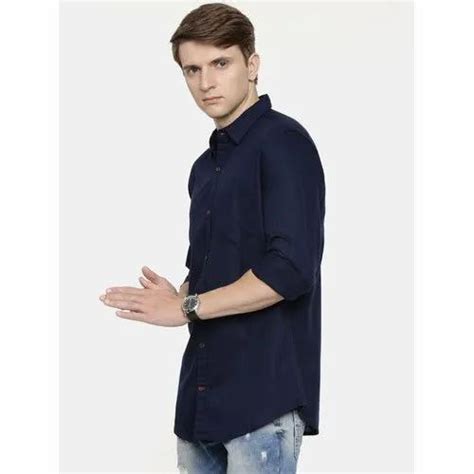 Collar Neck Casual Wear Men Navy Blue Cotton Shirt At Rs 350 In Bengaluru