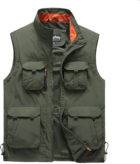 Tienew Hommes Gilet De P Che Sans Manches Multipoches Pour Camping