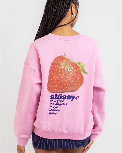 Shop Stussy Strawberry Oversized Sweatshirt In Pigment Pink - Fast ...