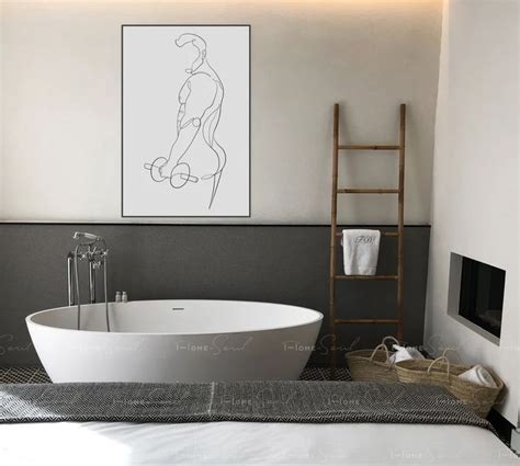 Naked Man One Line Art Nude Male Line Drawing Muscular Man Etsy Rustic Bed Design Bathroom