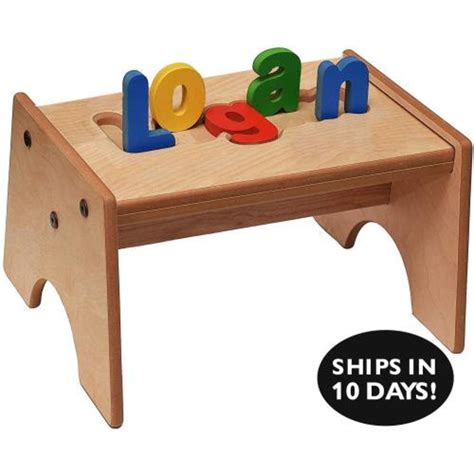 Personalized Kids Name Wooden Puzzle Step Stool 1 8 Letters Etsy