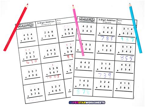 3 Digit Addition Worksheets Superstar Worksheets