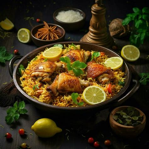 gourmet chicken biryani with steamed basmati rice 32940152 Stock Photo at Vecteezy