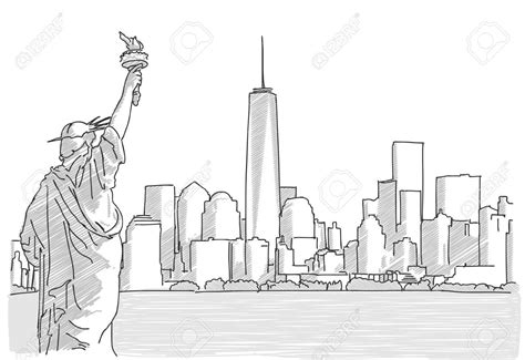 New York Skyline Pencil Drawing at PaintingValley.com | Explore ...