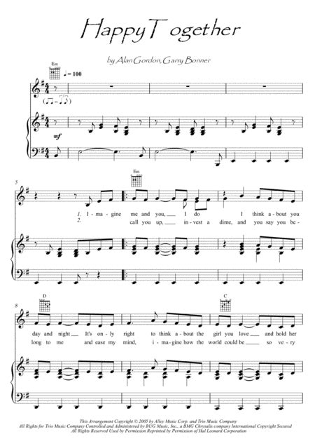 Happy Together Arr PianoSheetNow By The Turtles Sheet Music For