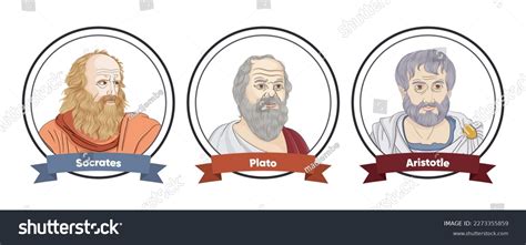 Greek Philosophers Athens Socrates Plato Aristotle Stock Vector