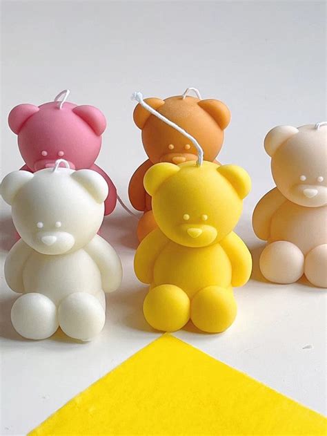 1 peça Molde de Silicone Urso de desenho animado Em forma DIY Velas