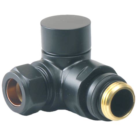 Towelrads Black Round Corner Valve 15mm X 12inch 2 Pack Wilko