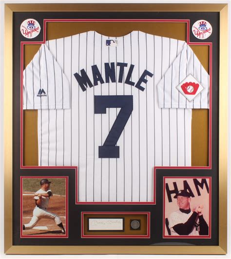 Mickey Mantle Signed New York Yankees X Custom Framed Cut Display