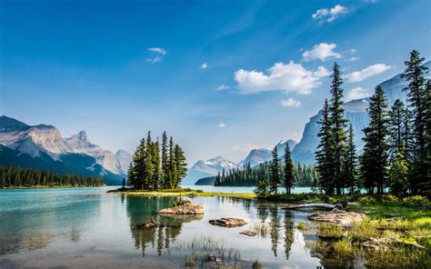 National Park Jasper Lake Maligne Spirit Island Wallpaper Hd