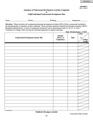 Fillable Online Jcesc K12 Oh Appendix L Summary Of PD Activities