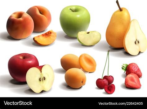 Cutted Fruits Realistic Set Royalty Free Vector Image