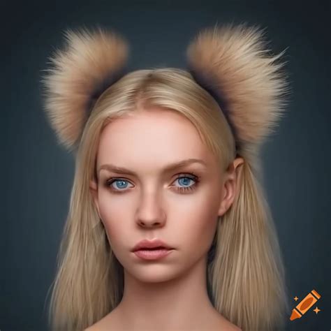 Realistic Portrait Of A Blonde Woman With Pigtails