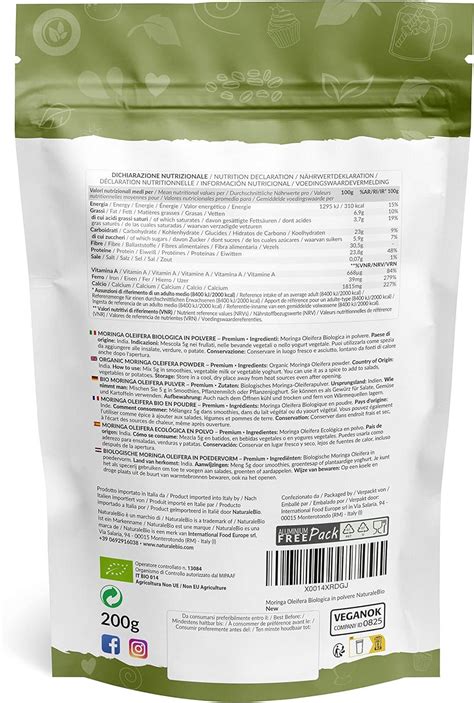 Organic Moringa Oleifera Leaf Powder Premium Quality 200g NaturaleBio