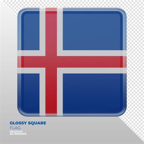 Bandera Cuadrada Brillante Con Textura D Realista De Islandia